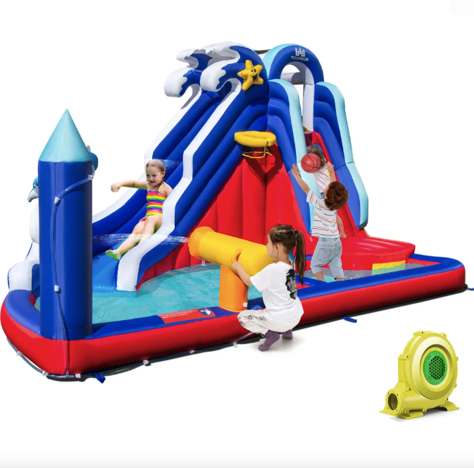 Надувний Аквапарк Costway Slide 6-в-1 з гіркою для скелелазіння (без вентилятора) Київ - фото 2