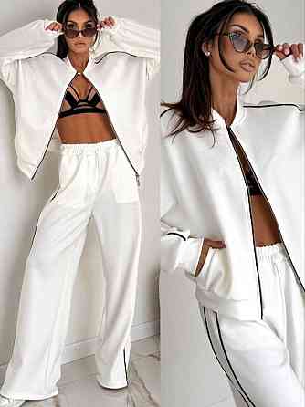 Женский стильный повседневный костюм двойка двухнить петля Белый, 42/44 Одесса