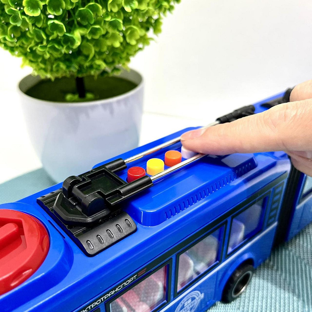 Тролейбус Авто Експерт з інерцією підсвічуванням і звуком відчиняються двері Синій (26487) Чернігів - фото 2