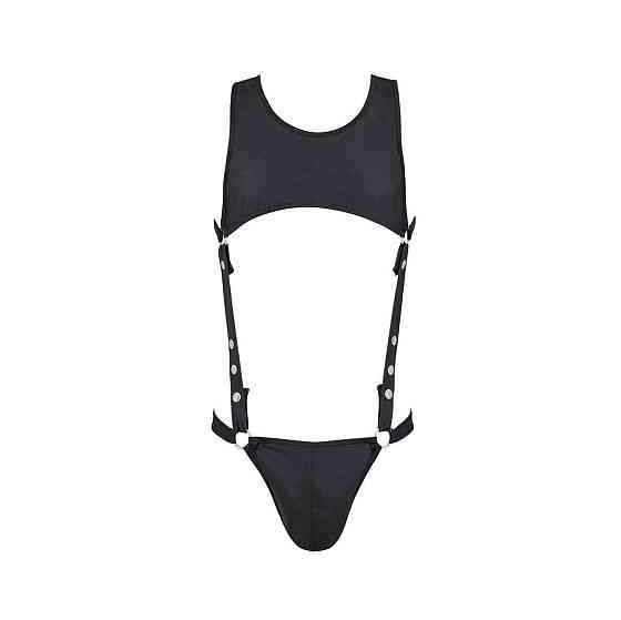 Чоловіче шкіряне боді Passion 056 ADAM S/M Black, заклепки Sex Aura Київ