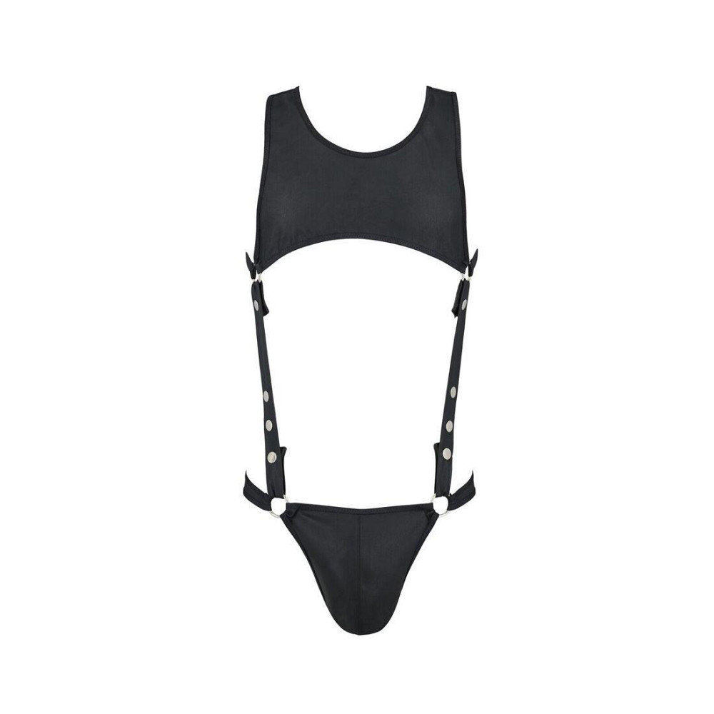 Чоловіче шкіряне боді Passion 056 ADAM S/M Black, заклепки Sex Aura Київ - фото 5