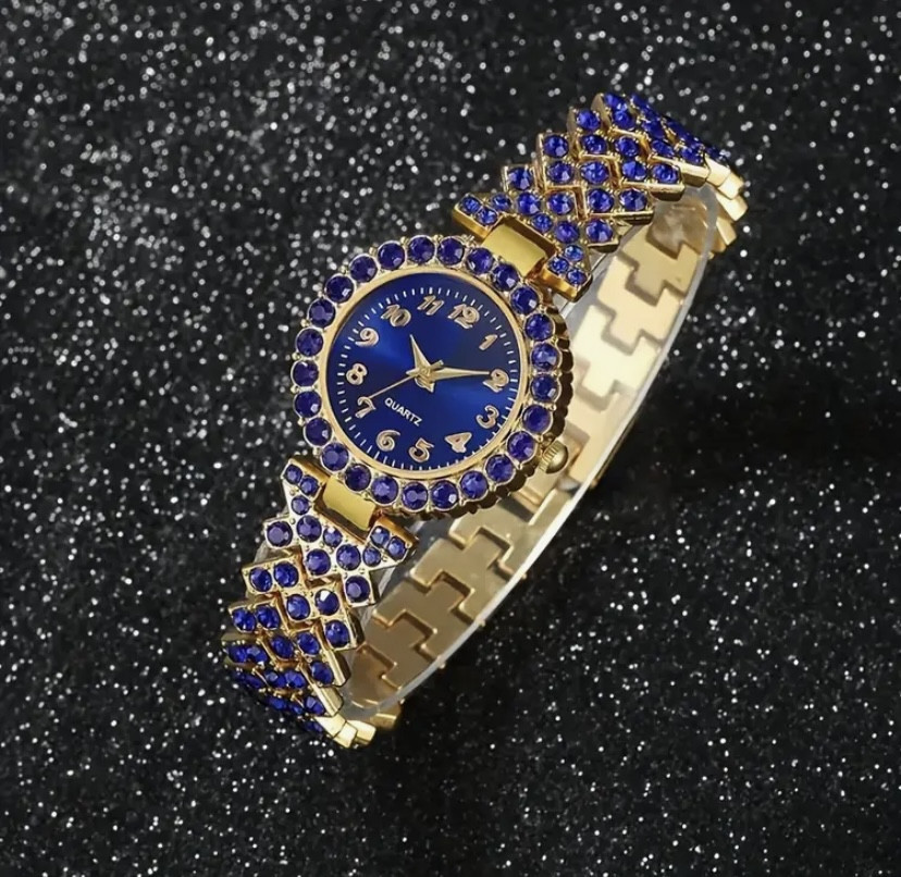 Подарочный набор для женщин Сердце наручные часы кольцо ожерелье браслет и серьги синий Киев - изображение 4