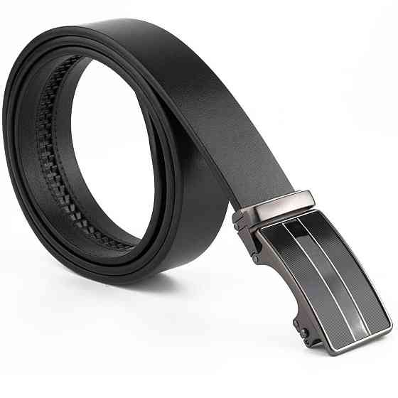 Ремінь чоловічий з автоматичною пряжкою і смужками Vintage 20330 Чорний Київ