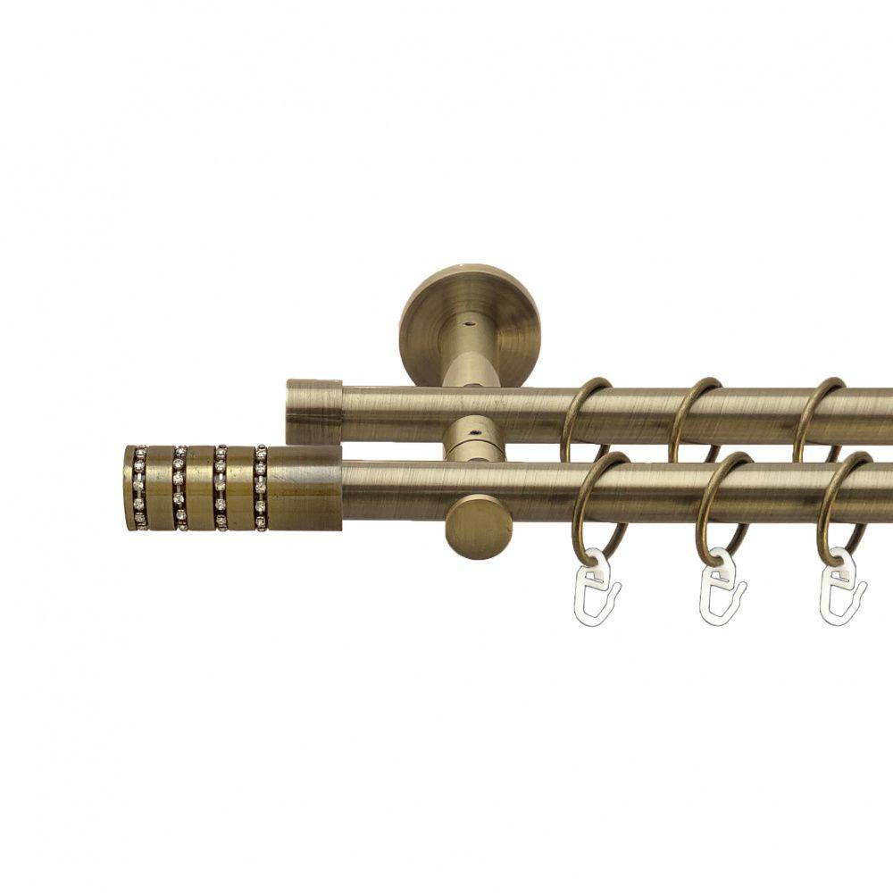 Карниз Orvit Барамелла металевий дворядний реверсивний гладка труба кільце металеве Антик 19\19 мм 160 см (00-00013324) Львів - фото 1