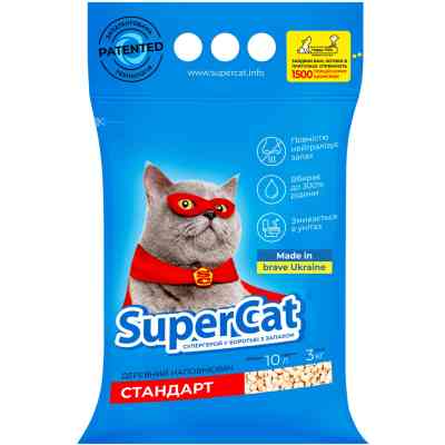 Наполнитель для туалета Super Cat Стандарт Деревянный впитывающий 3 кг (10 л) (3550) Винница