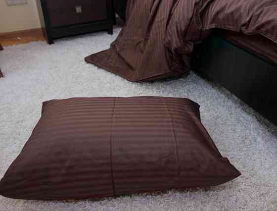 Постельное белье из страйп-сатина двуспальное Richman 180-215 см 50-70 2шт коричневый Днепр