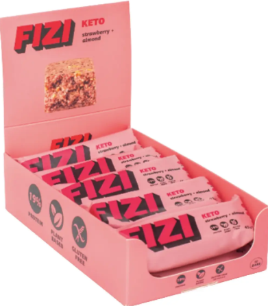 Протеиновый батончик FIZI KETO Protein Bar 10x45g клубника миндаль Киев