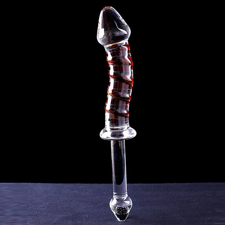 Скляний вигнутий фалоімітатор - 22*4 см - Прозорий Вінниця - фото 2