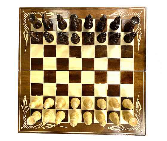 Шахматы, шашки, нарды, шахматная доска для игор 3 в 1 из натурального дерева размер 38.5х38.5 см (L) Каменец-Подольский