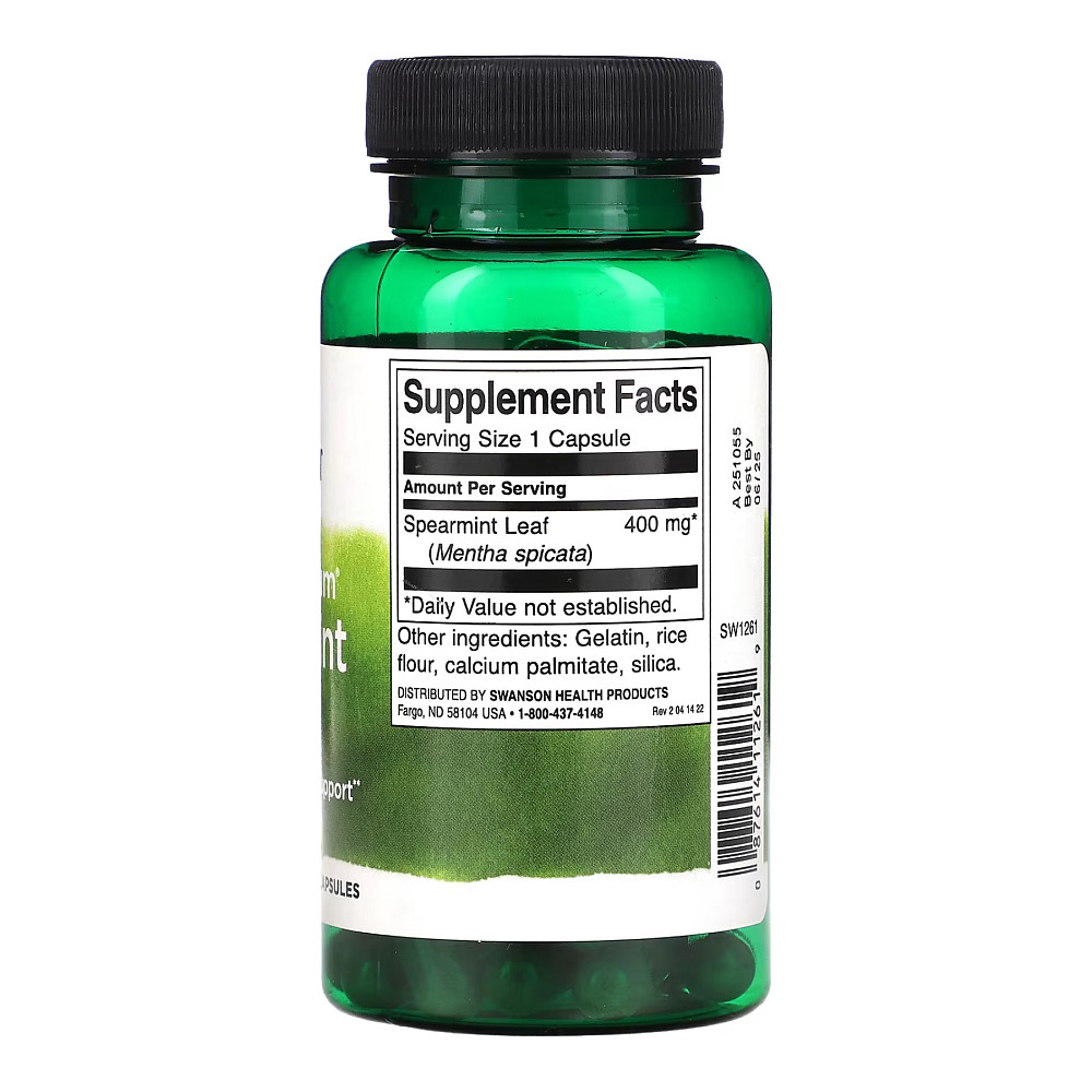 Листя зеленої м’яти Swanson Full Spectrum Spearmint Leaf 400mg - 60 caps Луцьк - фото 2