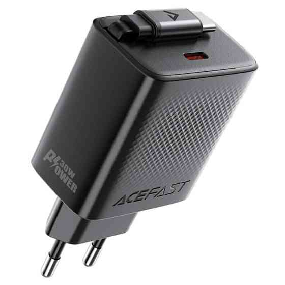 Зарядное устройство ACEFAST A110 с выдвижным кабелем, черное Киев