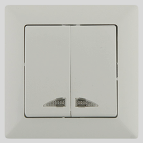 Выключатель двухклавишный с подсветкой Anestech (белый) Винница - изображение 1