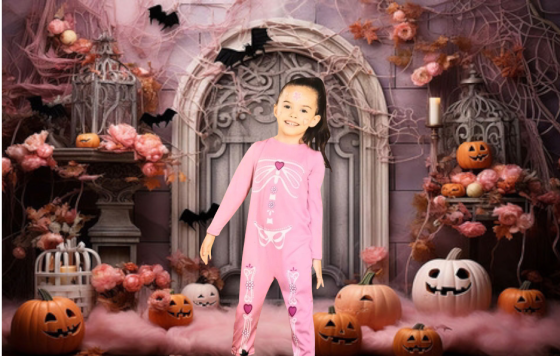 Дитячий комбінезон Скелет для дівчинки на Хелловін розмір на 2-4 роки 98-104рожевий Київ