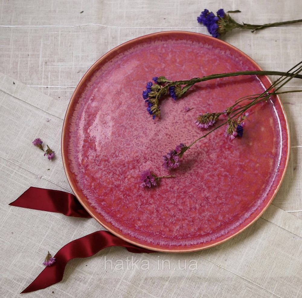 Тарілка блюдо Olens "Pink" 27 см кераміка рожева Київ - фото 1