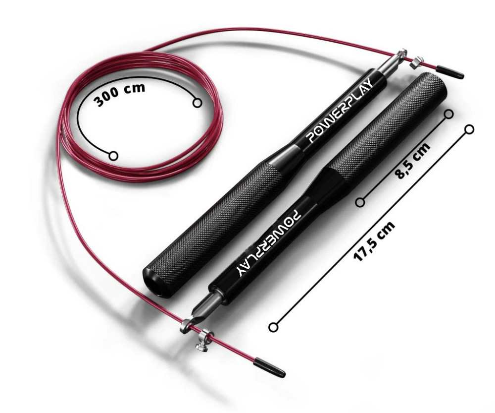 Скакалка швидкісна на підшипниках алюмінієва PowerPlay 4207 Elite Jump Rope Чорна (3m.) Кам'янське - фото 4