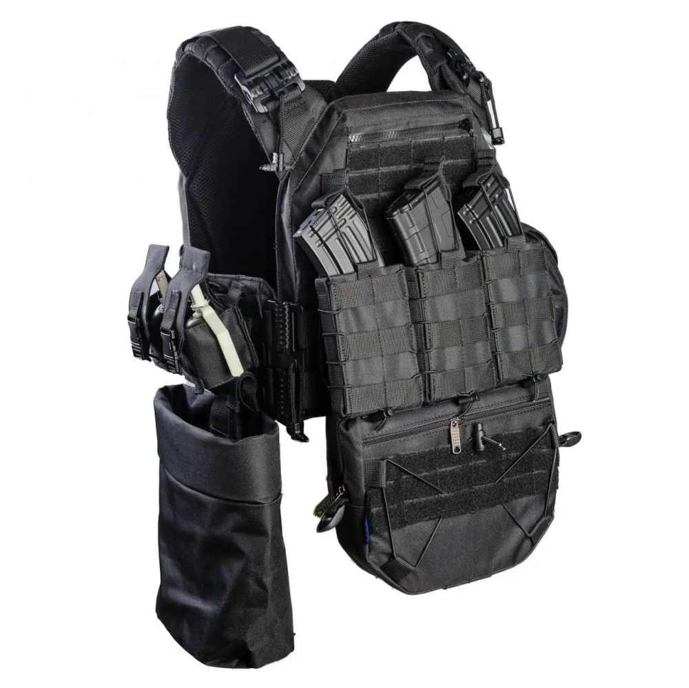 Комплект плитоноска с подсумками и напашником, быстрым сбросом (без плит) Черный Винница - изображение 4