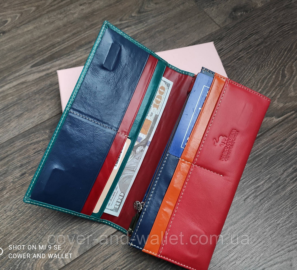 Стильний бірюзовий жіночий гаманець із гладкої шкіри на магнітах Marco Coverna Київ - фото 3