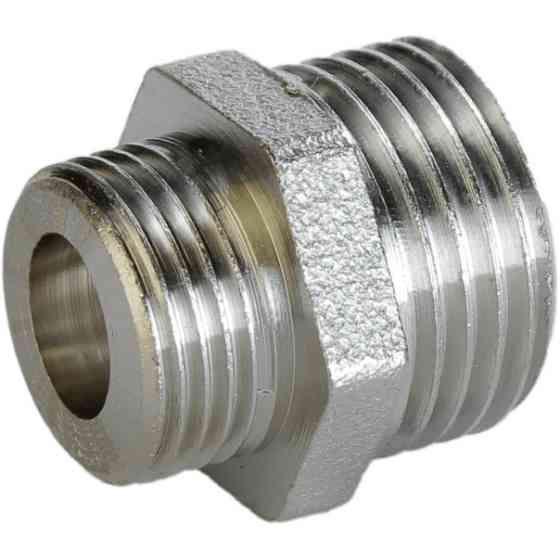 Ніпель редукційний нікельований 1/2″ЗР х 3/8″ЗР штампований під прокладку А0542-1А(нк) VA (000027538) Київ