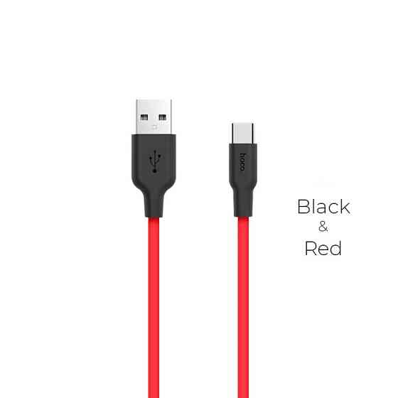 Кабель HOCO X21 USB to Type-C 2A, 1m, silicone, TPE connectors,  Black+Red Київ