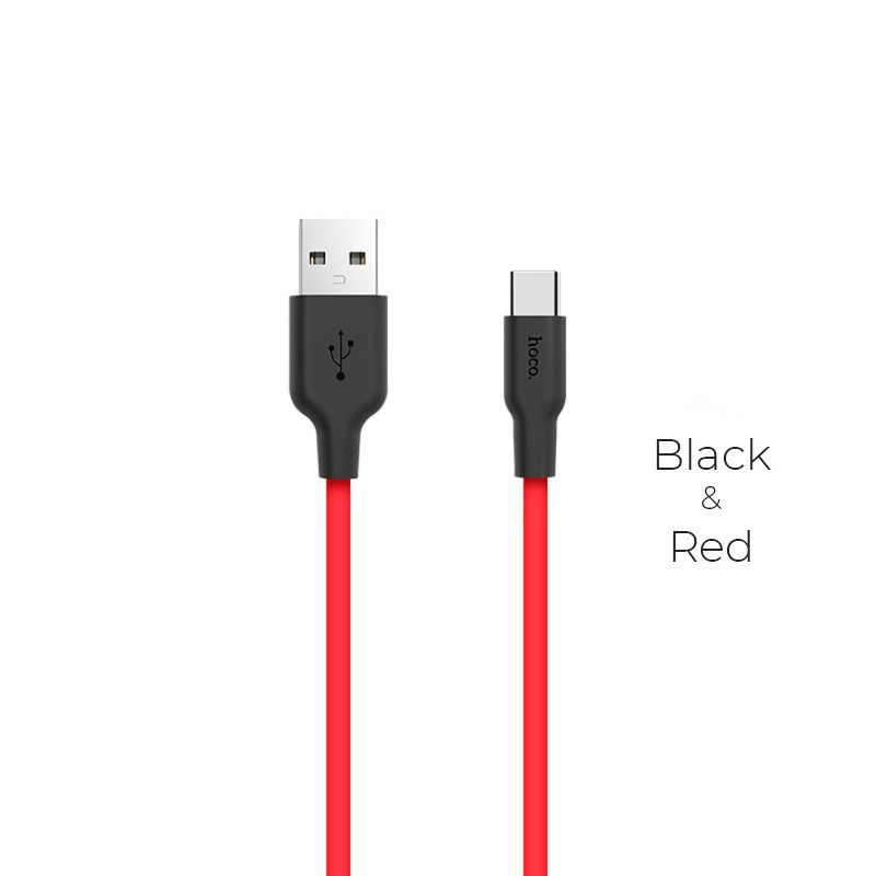 Кабель HOCO X21 USB to Type-C 2A, 1m, silicone, TPE connectors,  Black+Red Киев - изображение 1