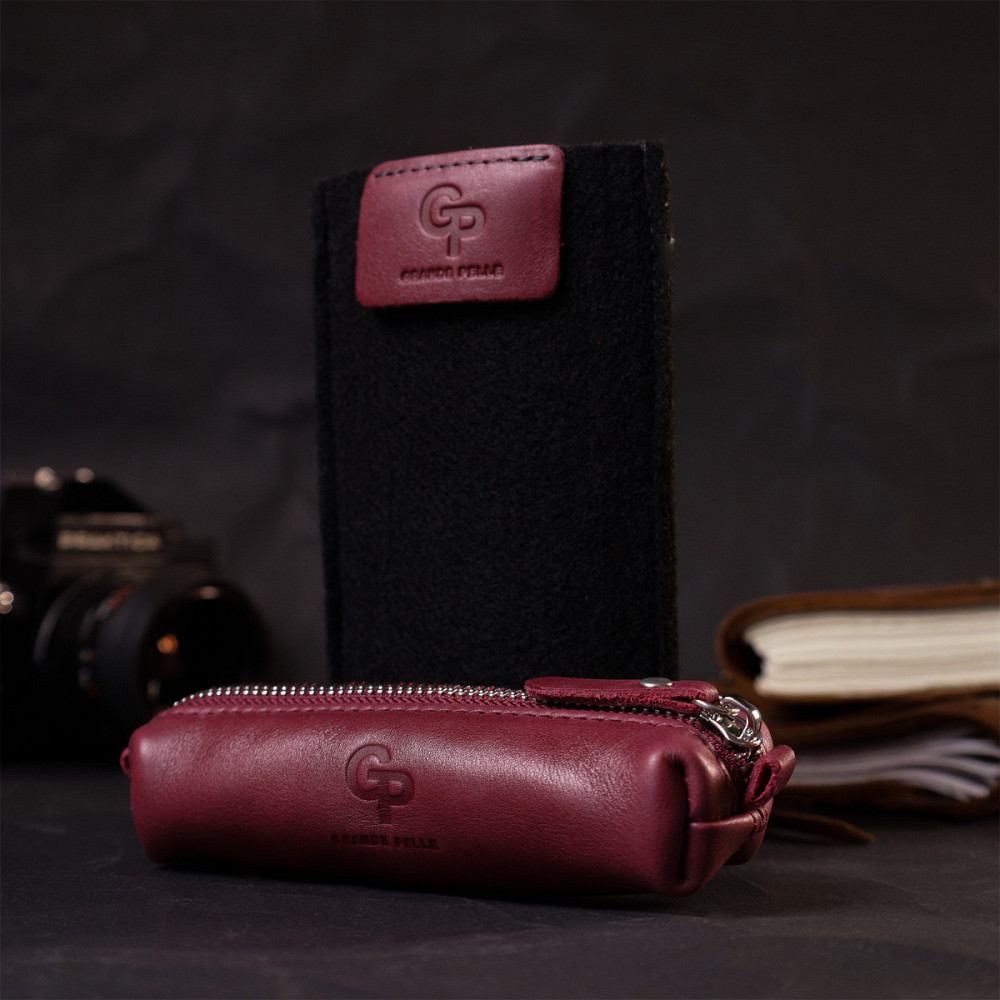 Жіноча шкіряна ключниця GRANDE PELLE 16790 Бордовий Київ - фото 1