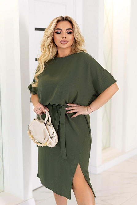 Летнее платье с поясом Fanta Батал 54-56, Хаки Киев - изображение 4