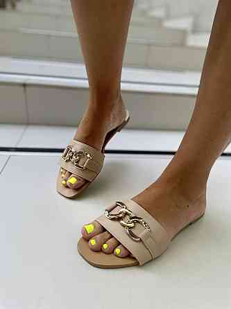 Seben Зручні шльопанці жіночі еко-шкіра бежеві на низькому ходу Seben T118-3 р. 38, 40, 41 / Шл Коломыя