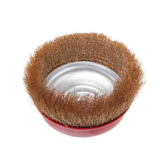 Щітка чашкова, 150 мм, M14, кручений дріт покритий латунню, для КШМ, 4500 об/хв INTERTOOL BT-1151 Київ