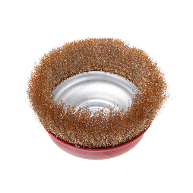 Щітка чашкова, 150 мм, M14, кручений дріт покритий латунню, для КШМ, 4500 об/хв INTERTOOL BT-1151 Київ - фото 3