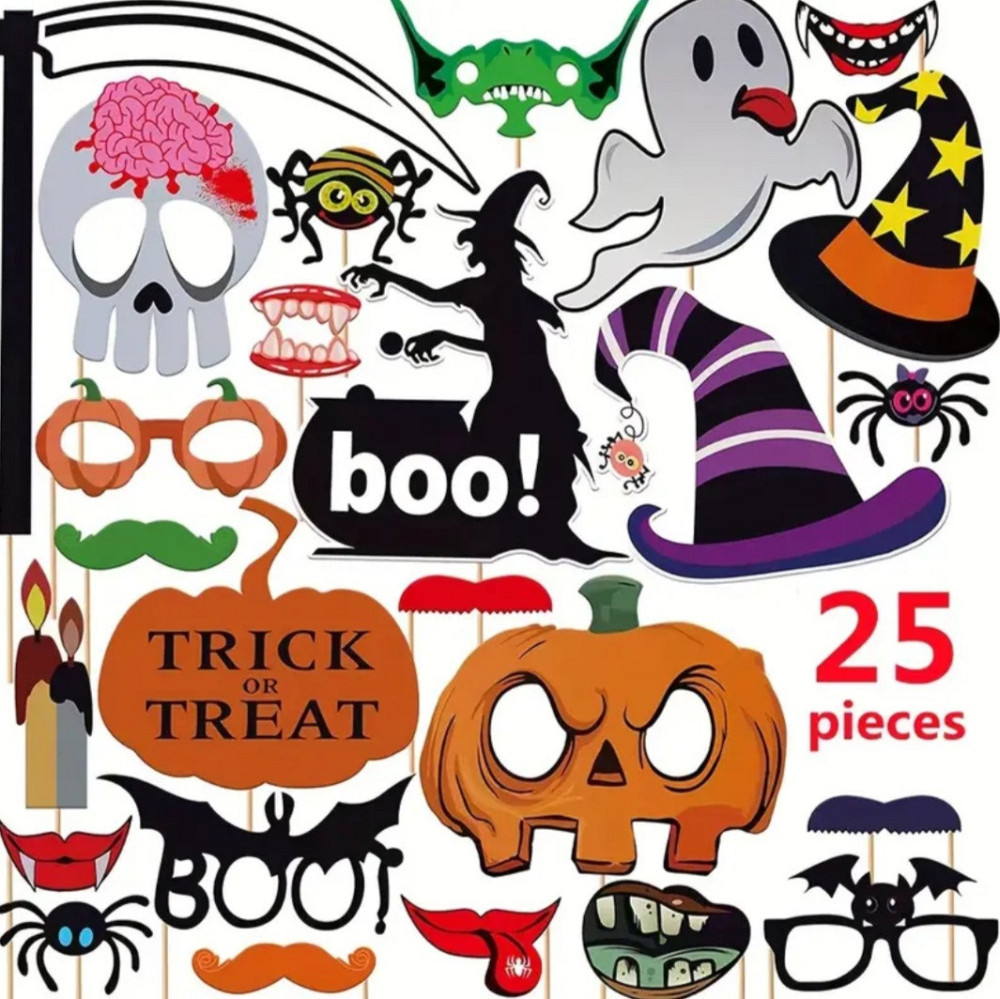 Бутафорія на Хелловін на паличках 25 деталей one size різнобарвний Київ - фото 1