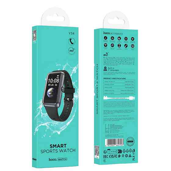 Смарт-часы HOCO Y34 37mm. 180 mAh. IP67 Smart sports watch(call version) Black Одесса