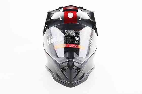 Шолом кросовий/ендуро/АТV зі склом BLD-819-7 М (57-58см), ЧОРНИЙ/СІРО-ЧЕРВОНИЙ Киев