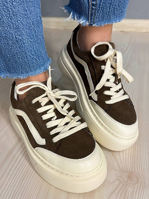 Кеды женские Hengji 707-7 замшевые на высокой платформе коричневые, 36, 23,5 см Киев - изображение 2