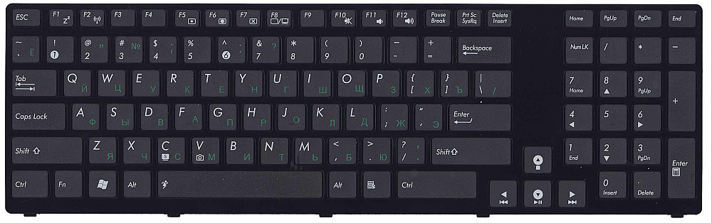 Клавиатура для ноутбука Asus (K93) Black, (Black Frame) RU Вінниця - фото 2