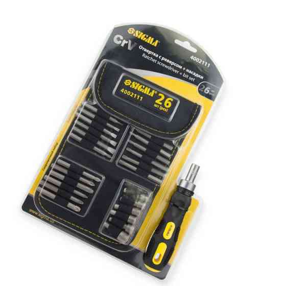 Отвертка с битами и насадками 26 шт CrV трещоточная (чехол) Мукачево