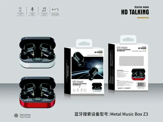 Гарнітура Double із кейсом Bluetooth Metal Music Box Z3: TWS навушники, сенсорне керування, індикато Київ