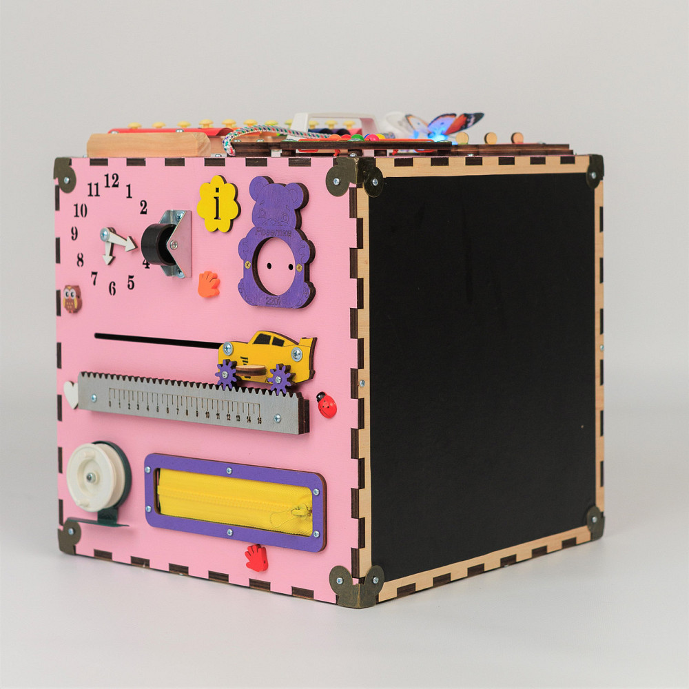 Розвивальний дитячий куб Бізікуб 30*30*30 Бізикуб із фанери рожевий Бізіборд Тернопіль - фото 5