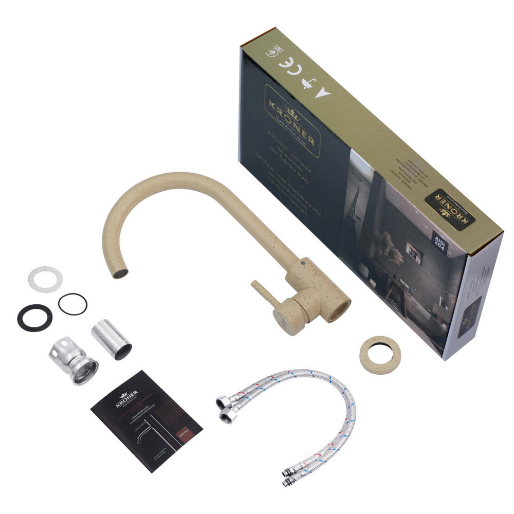 Змішувач для кухні Kroner KRP Edelstahl Klassisch - MAR035 пісчаний Київ - фото 7