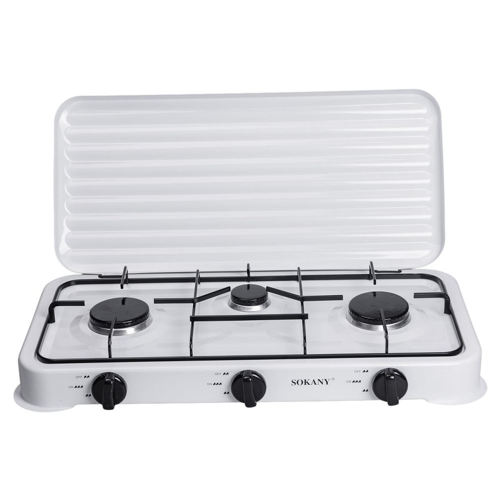 Настільна газова плита на 3 конфорки Sokany 5.5 кВт Біла Lugi SK-6003W Коломыя - изображение 1