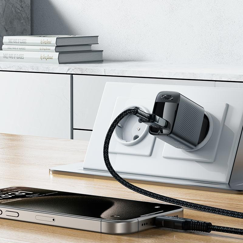 Мережевий зарядний пристрій з кабелем ACEFAST A90 QC18W GaN single USB-A charger set (P3) (EU) Black Одеса - фото 5