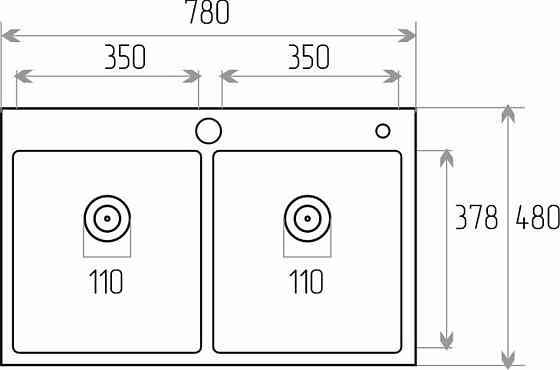 VALESO Кухонна мийка нержавійка 78*48 VALESO Handmade на дві чаші (3.0/0.8) Коломыя