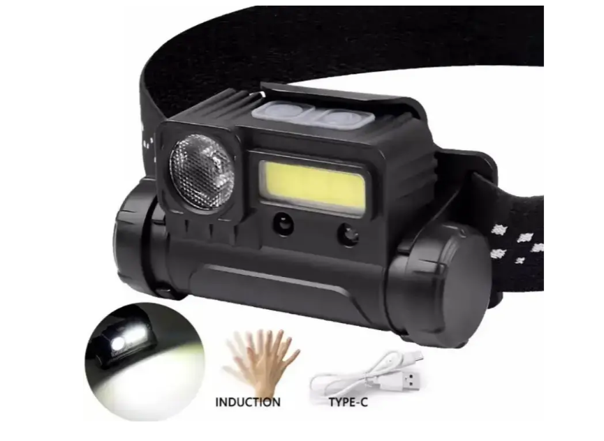 Ліхтарик налобний BAILONG BL-123 COB + USB CHARGE 6 режимів роботи, датчик руху, зарядка через TYPE C 8137 Одеса - фото 5