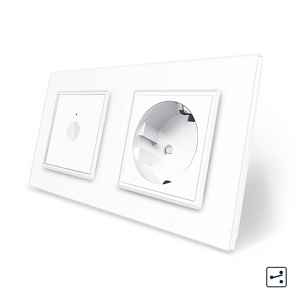 LIVOLO Сенсорний прохідний/перехресний вимикач Sense 1 сенсор 1 розетка Livolo білий скло (VL-C Коломия - фото 4