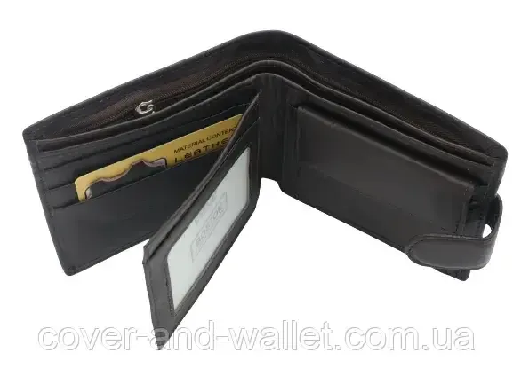 Классическое мужское портмоне из натуральной кожи черного цвета Boston Коричневый Киев - изображение 4