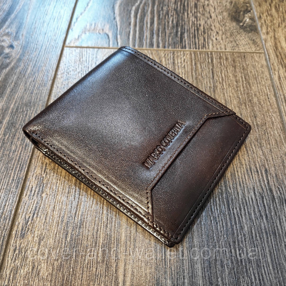 Тонкий маленький чоловічий гаманець із натуральної шкіри Marco Coverna Київ - фото 1