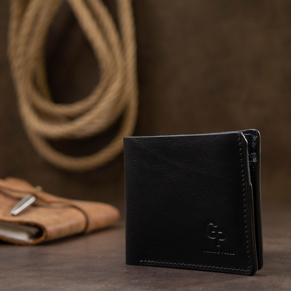 Кожаное мужское стильное портмоне GRANDE PELLE 11552 Синий Киев - изображение 8