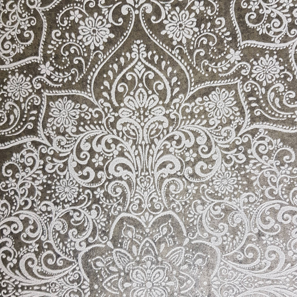 Шпалери флізелінові еко Rasch Kerala 0.53х10 м вензелі східний малюнок темно-сірі сріблясті Київ - фото 3