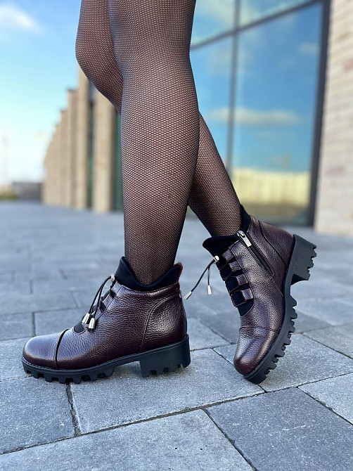 Черевики жіночі Odzi бордові натуральна шкіра зима висота 10,5 см (2360) 37р. Коломия - фото 9