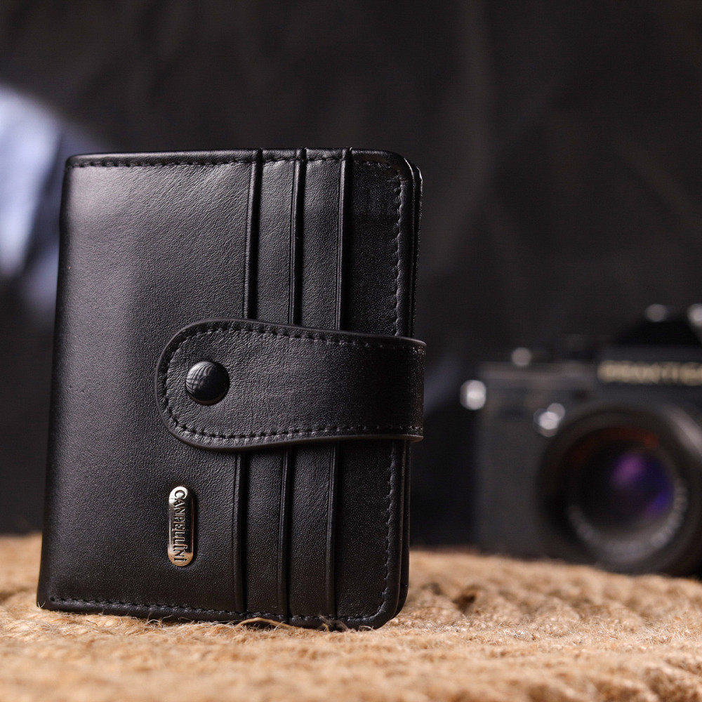 Чоловічий компактний гаманець з натуральної гладкої шкіри CANPELLINI 21685 Коричневий Київ - фото 8