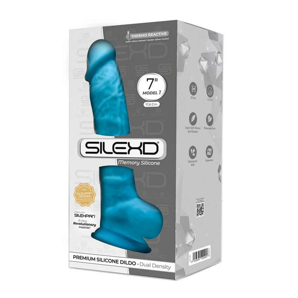 Фалоімітатор SilexD Johnny Blue (MODEL 1 size 7in), двошаровий, силікон+Silexpan, діаметр 3,8 см Sex Aura Київ - фото 3